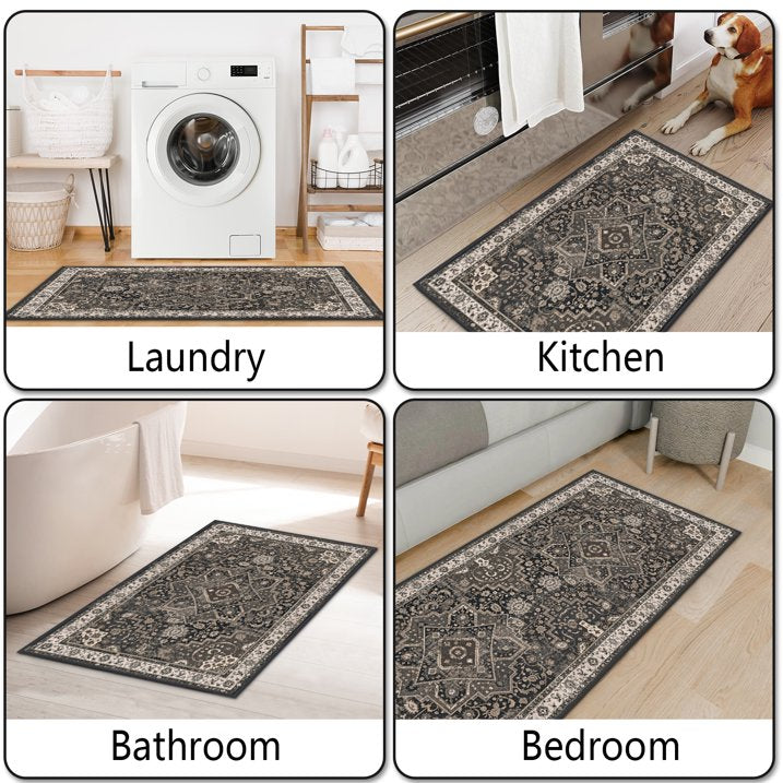 TECHVIDA Kitchen Rugs 3 Piece,Kitchen Mats for Floor, Non-Slip Machine Washable Rugs, Boho Farmhouse Hallway Doormat for Holiday