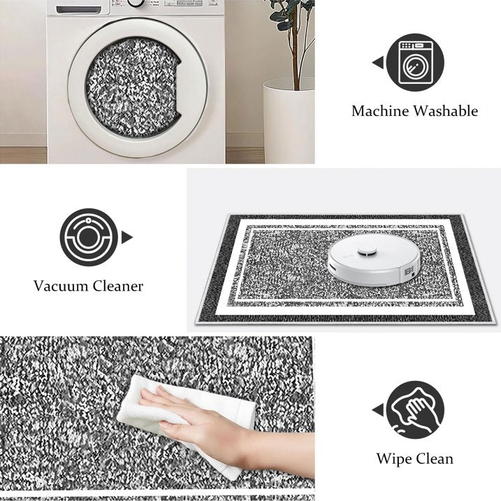 TECHVIDA Bathroom Rugs,Non-Slip Ultra Soft Bath Mat,Soft Absorbent Bathroom Rug and Bath Mat,Machine Washable,(18"x26",Black and White)
