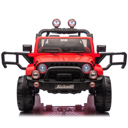 2-Seater Ride On Truck for Kids Ages 3+, 24V7AH Children's Electric Car W/Parental Remote Control, Bluetooth Music, LED Lights, 4Mph, Red (MAX 149 Lbs)