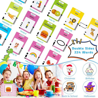 HNH Talking Flash Cards for Kids, Toddler Learing Toys for 2 3 4 5 Year Old Boys and Girls,Preschool Montessori Kids Toy for Birthday Gifts