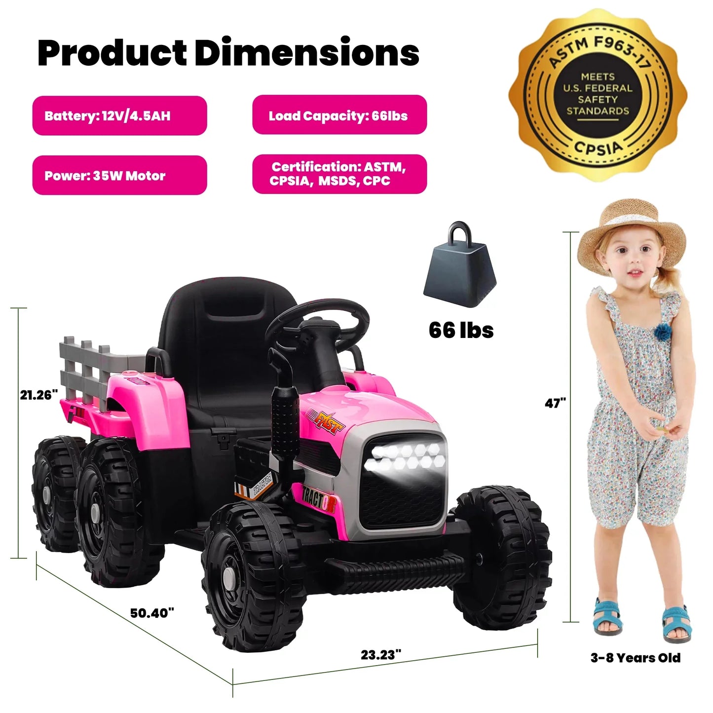 12V Kids Ride on Motorcycle Battery Powered Electric 4 Wheels Motorcycle with Lights