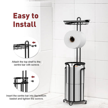 Techvida Tissue Paper Roll Stand, Bathroom Toilet Paper Storage Holder, Floor Standing Toilet Paper Dispenser, Clearance