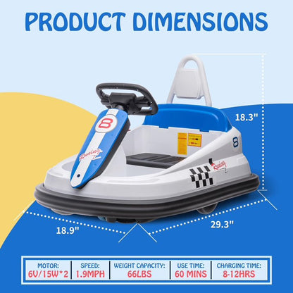 HNH 6V Bumper Car for Toddlers with Remote Control, Ride on Electric Go Kart for Kids, Electric Ride on Toys for Kids, Music Play, Lights