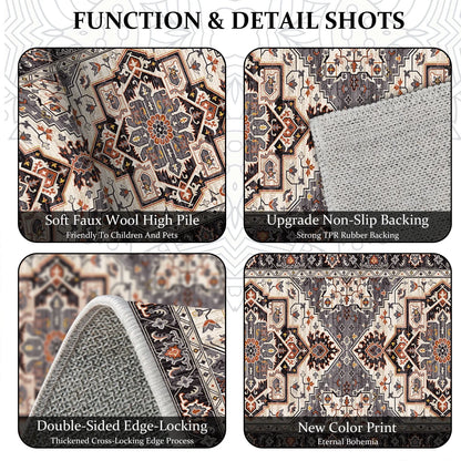 TECHVIDA 2'x6' Hallway Runner Rug Boho,Non Slip Machine Washable Rugs for Hallway Kitchen,Brownish Black