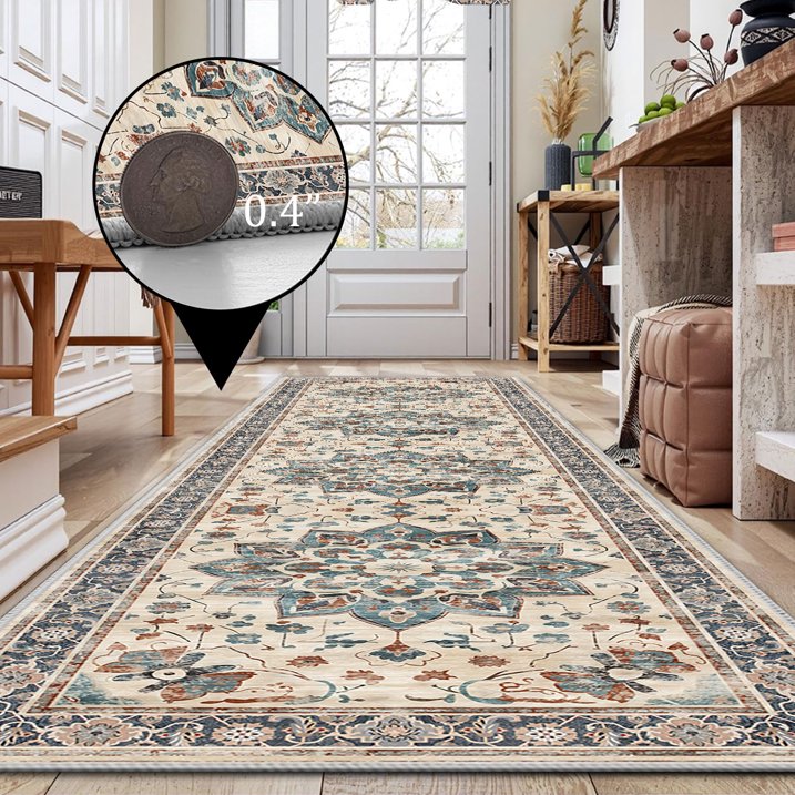 TECHVIDA 2'x8' Hallway Runner Rug Boho,Non Slip Machine Washable Rugs for Hallway Kitchen,Khaki