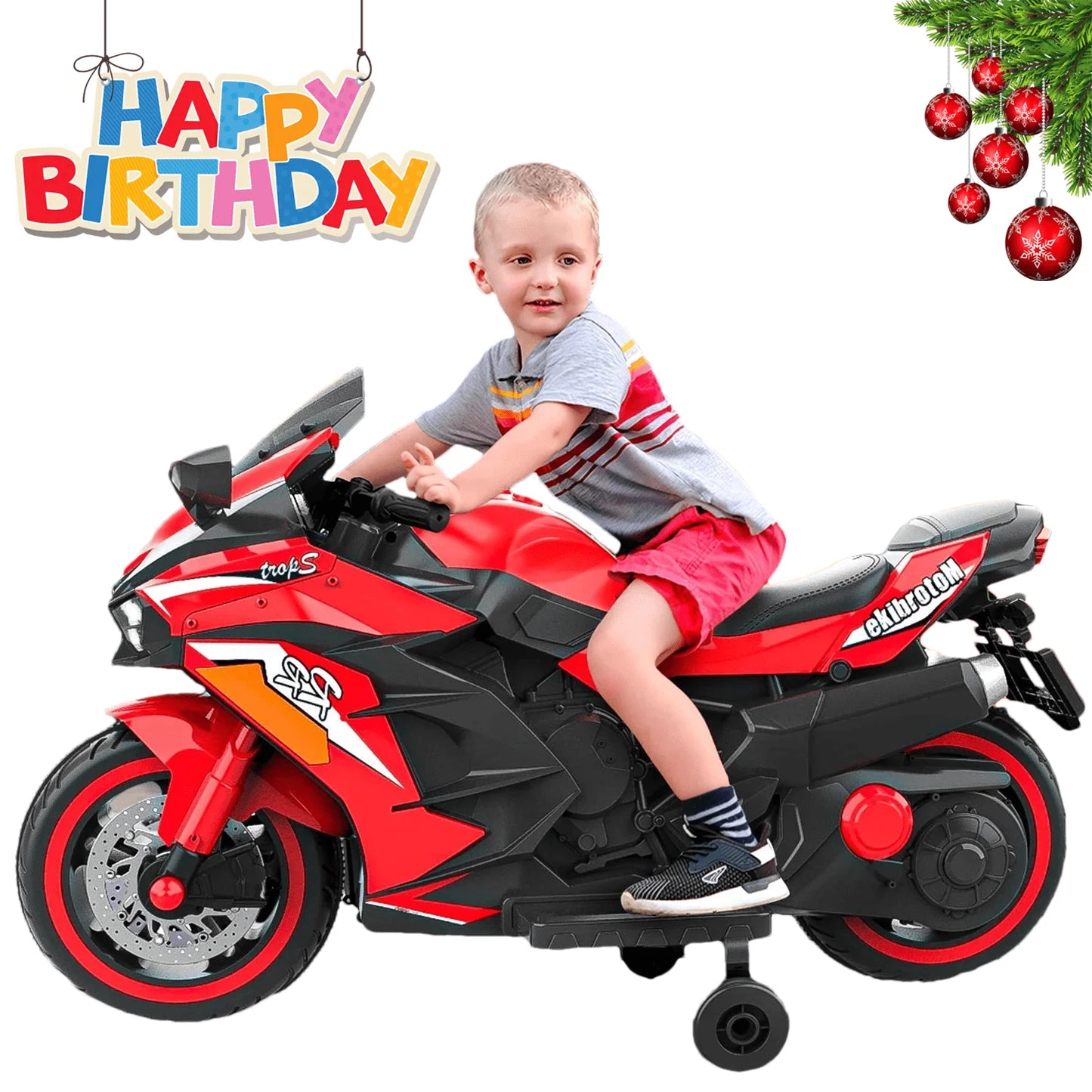 Zogymoz Motorcycle for Kids, 12V Kids Motorcycle Ride on for Childs 3-6 Years ,Powered Ride-ons Toy Gift-Red
