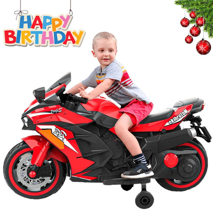 Zogymoz Motorcycle for Kids, 12V Kids Motorcycle Ride on for Childs 3-6 Years ,Powered Ride-ons Toy Gift-Red