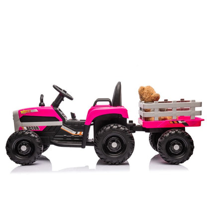 HNH 24V Ride on Toy,Kids Ride On Tractor with Trailer & Remote,Electric Car Toy with Bluetooth