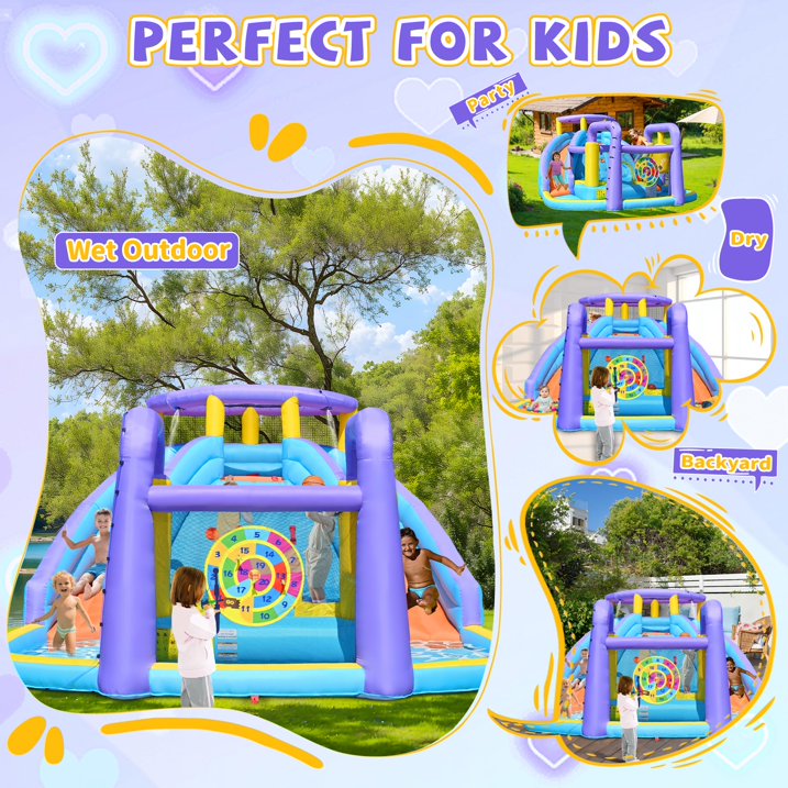HONGLONG 8 in 1 Inflatable Bounce House with Blower for Kids,Outdoor Jumping Castle with Ball Pit for Child, Birthday Party