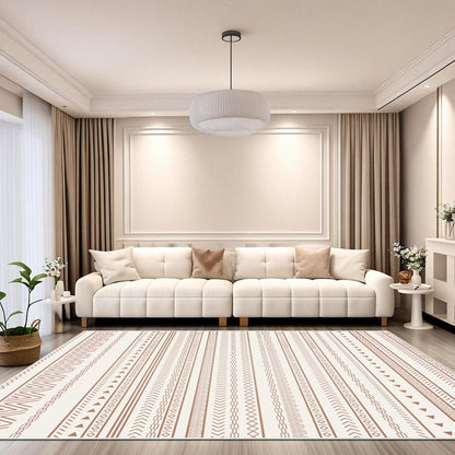 FOXHOUSE 6x9 Area Rugs Living Room,Large Soft Machine Washable Boho Moroccan Farmhouse Neutral Stain Resistant Indoor Floor Carpet for Bedroom Dining Room Office Playroom - Beige Brown