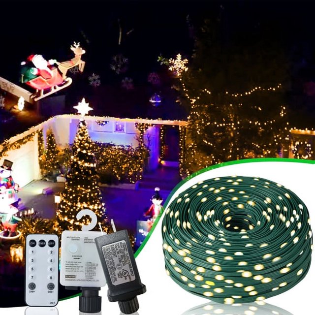 Cheelom Rope Party Decoration Lights Christmas Icicle Lights Outdoor Indoor 328 ft 1000 Led 8 Modes Timer Memory Function IP 67 Waterproof Clearance Sales