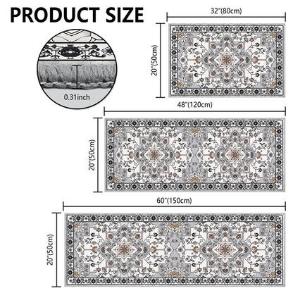 TECHVIDA Kitchen Rug Set 3 Piece,Non Slip Machine Washable Kitchen Mats,Boho Farmhouse Hallway Doormat for Home Decor