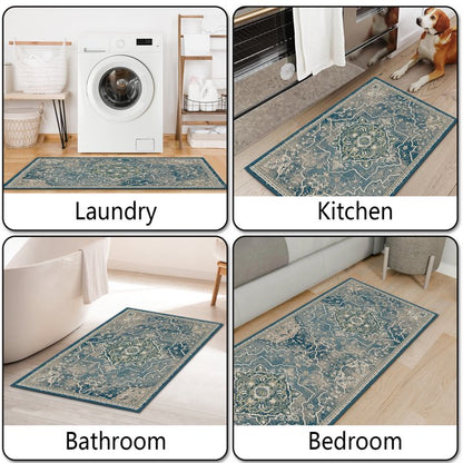 TECHVIDA Kitchen Rugs 3 Piece Set,Kitchen Mats for Floor Non-Slip Machine Washable, Boho Farmhouse Hallway Doormat for Holiday