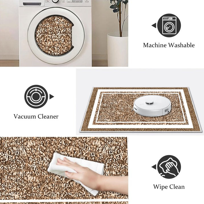 TECHVIDA Bathroom Rugs,Non-Slip Ultra Soft Bath Mat,Soft Absorbent Bathroom Rug and Bath Mat,Machine Washable,(18"x26",Dark Brown and White)