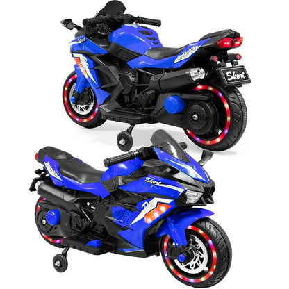 HNH Ride on Toys for Boy Girl, 12V Motorcycle for Kids 3-6, Electric Motorcycle with Music, Bluetooth, Lights(Blue)
