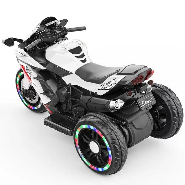 Werseon Kids Motorcycle, 12V 7AH Battery-Powered Ride on Motorcycle for Kids, Electric Dirt Bike for Boys Girls (White)