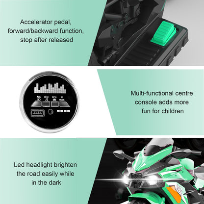 Techvida 12V Kids Ride on Motorcycle, Electric Trike Motorcycle for Boys Girls, LED Lights, Foot Pedal, Kids On Motorcycle for Boys Girls