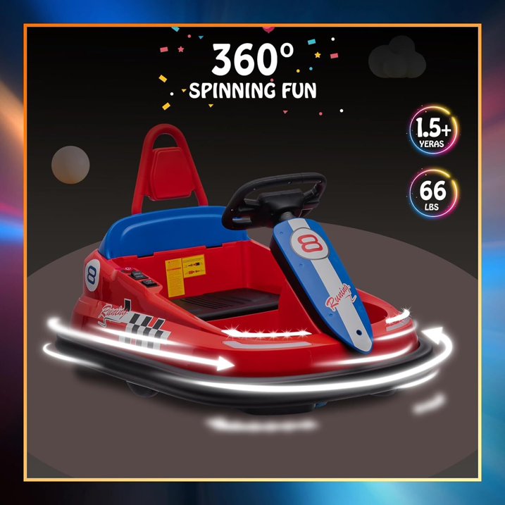 HNH 6V Bumper Car for Toddlers with Remote Control, Ride on Electric Go Kart for Kids, Electric Ride on Toys for Kids, Music Play, Lights