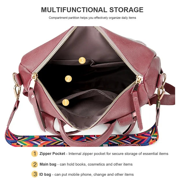 YOMYM Leather Backpack Purse for Women Designer Ladies Large Travel Convertible Shoulder Bag