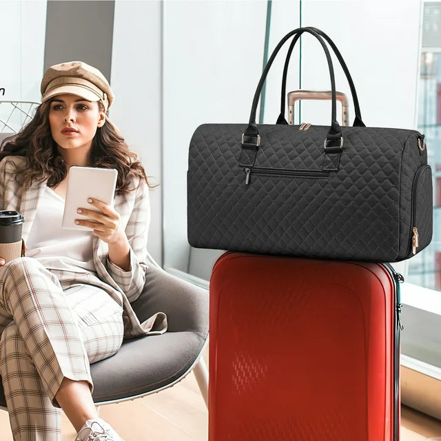 YOMYM Travel Duffle Bag Weekender Bag for Women with Toiletry Bag Carry on Overnight Bag with Shoe Compartment