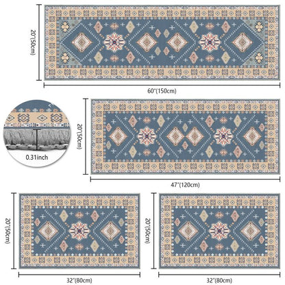 TECHVIDA Kitchen Rugs 4 Piece Set,Non Slip Machine Washable Kitchen Mats,Boho Vintage Abstract Kitchen Carpet for Farmhouse Living Room Hallway