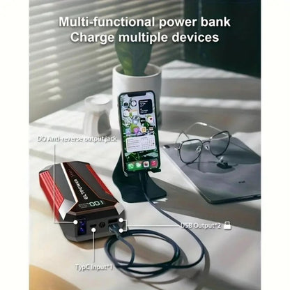 Bangben 20000mAh Car Battery Jump Starter with Dual USB Quick Charge and LED Light Black