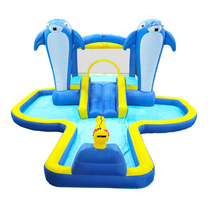 HONGLONG Outsunny 6-in-1 Kids Inflatable Bounce House with Water Slide, Pool, and Accessories