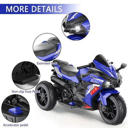 Zogymoz 12V Electric Motorcycle for Kids, Powered Ride on Motorcycle with LED Lights, Bluetooth Music