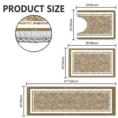TECHVIDA Bathroom Rugs 3pcs Set,Non-Slip Ultra Soft Bath Rugs,Water Absorbent,Machine Washable,Dark Beige