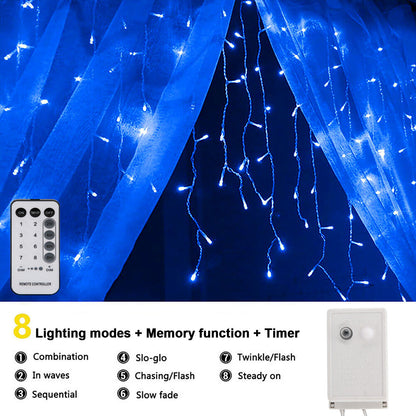 Cheelom 2023 Christmas Lights Outdoor 96 Led Blue Icicle Lights Christmas Decorations Outdoor Indoor Outdoor Wedding Party Patio Christmas Lights Clearance Sale