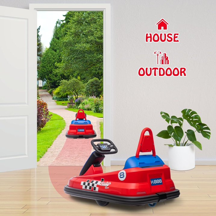 HNH 6V Bumper Car for Toddlers with Remote Control, Ride on Electric Go Kart for Kids, Electric Ride on Toys for Kids, Music Play, Lights