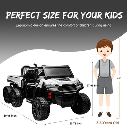 HNH 24V 6 Wheels Ride on Dump Truck with Dump Bed, 2 Seater Kids Ride on Truck Car with Remote Control, Electric car for kids