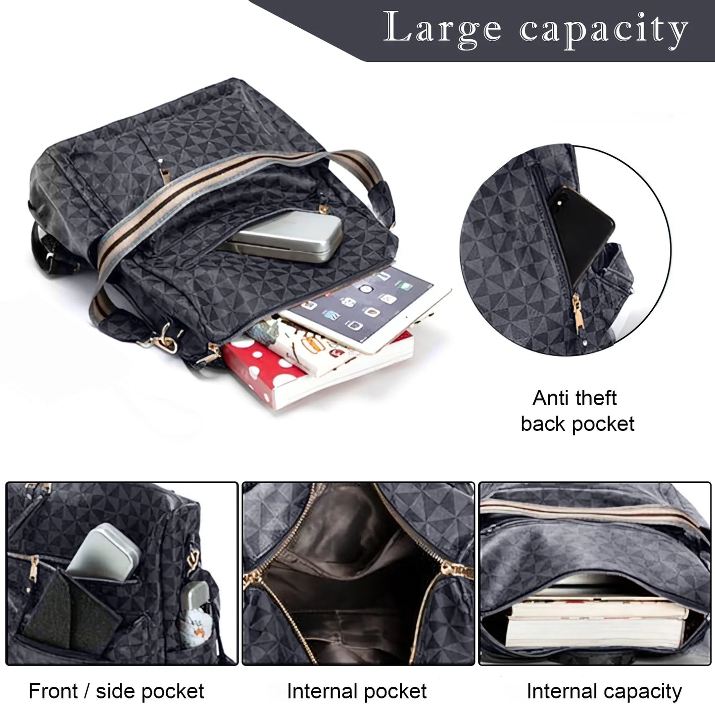YOMYM Womens Backpack Purse Leather Travel Fashion Convertible Large Ladies College Shoulder Bag