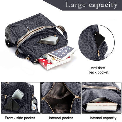 YOMYM Womens Backpack Purse Leather Travel Fashion Convertible Large Ladies College Shoulder Bag