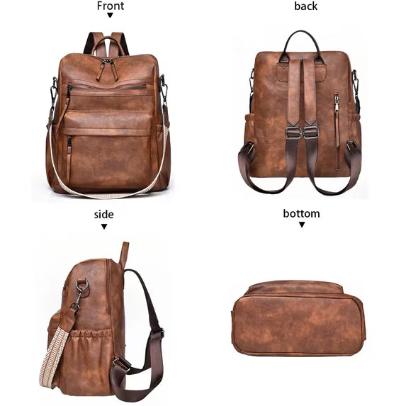 HONGLONG Womens Backpack Purse Leather Backpack Purse for Women Travel Fashion Backpack Designer Ladies Shoulder Bags, Brown
