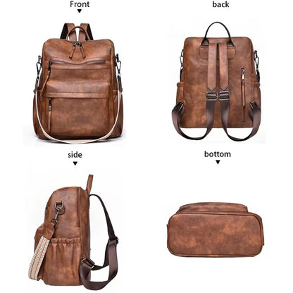 HONGLONG Womens Backpack Purse Leather Backpack Purse for Women Travel Fashion Backpack Designer Ladies Shoulder Bags, Brown
