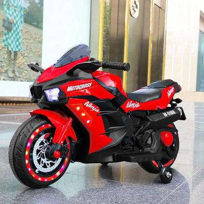 WUBEN 12V Kids Electric Motorcycle for Child, Motorcyle for Kids with Bluetooth, LED Lights (Red)