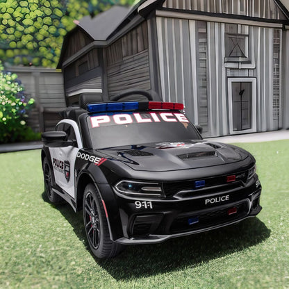 WUBEN 12V V Electric Ride on Car for Kids with Remote Control Licensed Dodge Powered Ride on Police Car for Child, Bluetooth,LED Light