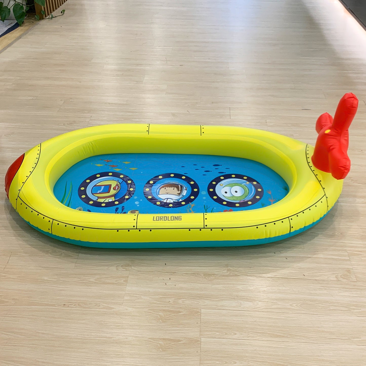 LORDLONG Inflatable Swimming Pool with Built-in Air Pump (Patterned, Medium - 82.6" x 59" x 23.6") - for Kids & Adults - Includes Repair Kit - Self Inflating Blow Up - Family & Kiddie Pool