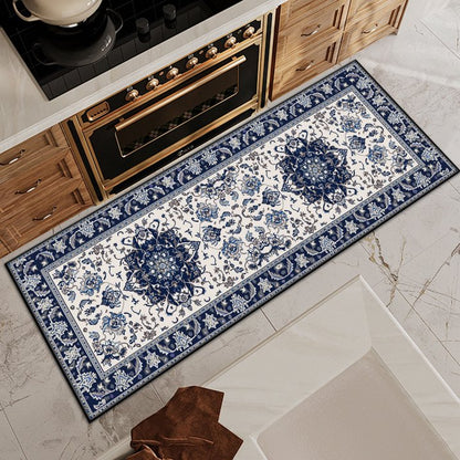 TECHVIDA Kitchen Rugs 3 Piece Set,Non Slip Machine Washable Kitchen Mats,Boho Vintage Abstract Kitchen Carpet for Farmhouse Living Room Hallway
