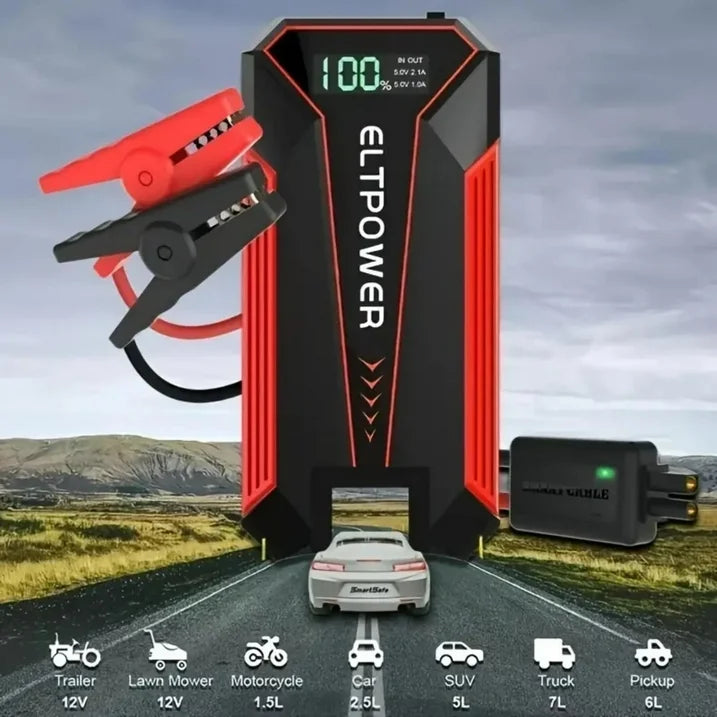 Bangben 20000mAh Car Battery Jump Starter with Dual USB Quick Charge and LED Light Black
