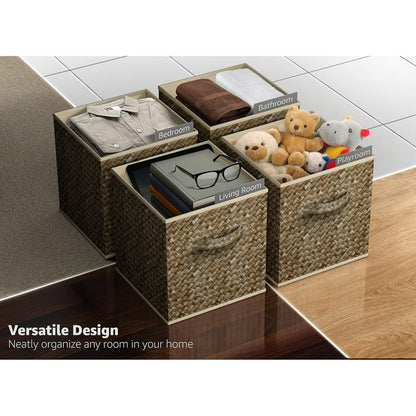 WERSEON 12 Inch Foldable Cube Storage Bins Set of 6, Closet Organizers Bins and Storage Box for Toy Clothes-Brown