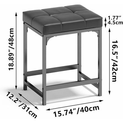 Cheelom Bar Stools,Modern Counter Height, 18 inch Kitchen Bar Stools with Metal Base, PU Leather Saddle Seats for Kitchen Island Bedroom，2Pack Black