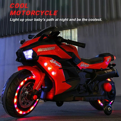 WUBEN 12V Children' Electric Motorcyle,Kids Motorcycle with Training Wheels,Ride on Motorcyle(Red)