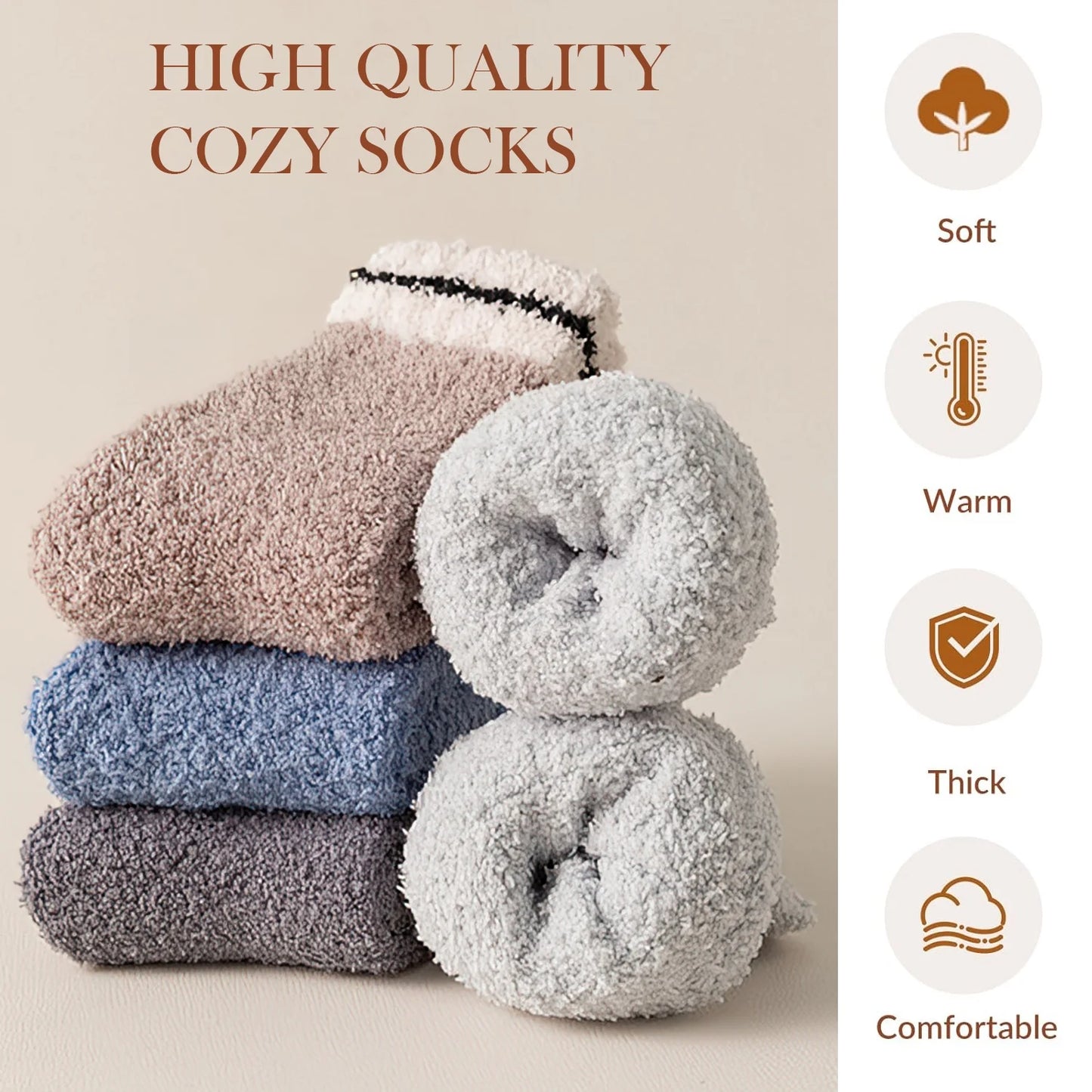 YOMYM Womens Socks Winter Warm Socks Cozy Crew Soft Fluzzy Socks for Women