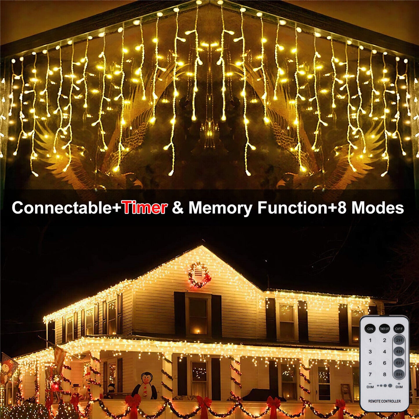 Cheelom 2023 Christmas Lights Outdoor 96 Led Solar Icicle Lights Christmas Decorations Outdoor Indoor Outdoor Wedding Party Patio Christmas Lights Clearance Sale