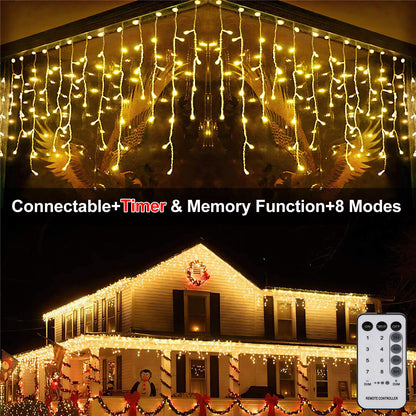 Cheelom 2023 Christmas Lights Outdoor 96 Led Solar Icicle Lights Christmas Decorations Outdoor Indoor Outdoor Wedding Party Patio Christmas Lights Clearance Sale