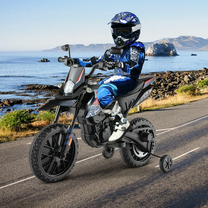 WERSEON Kids Motorcycle 12V, Licensed Aprilia Electric Ride on Motorbike for Toddlers Ages 3-6, Powered Ride on Toy w/ Training Wheels, Blue