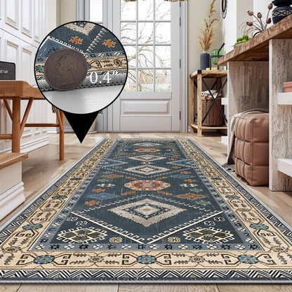 TECHVIDA 2'x6' Hallway Runner Rug Boho,Non Slip Machine Washable Rugs for Hallway Kitchen,Dark Blue