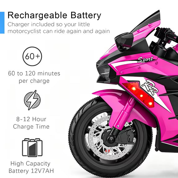 ZOGYMOZ 12V Kids Motorcycle, Electric Dirt Bike, Powered Ride ons Toys with Remote control, Bluetooth Music